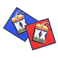 Insigne tissé d'étiquette de conception de logo en gros fer sur des patchs tissés d'étiquette de vêtements personnalisés