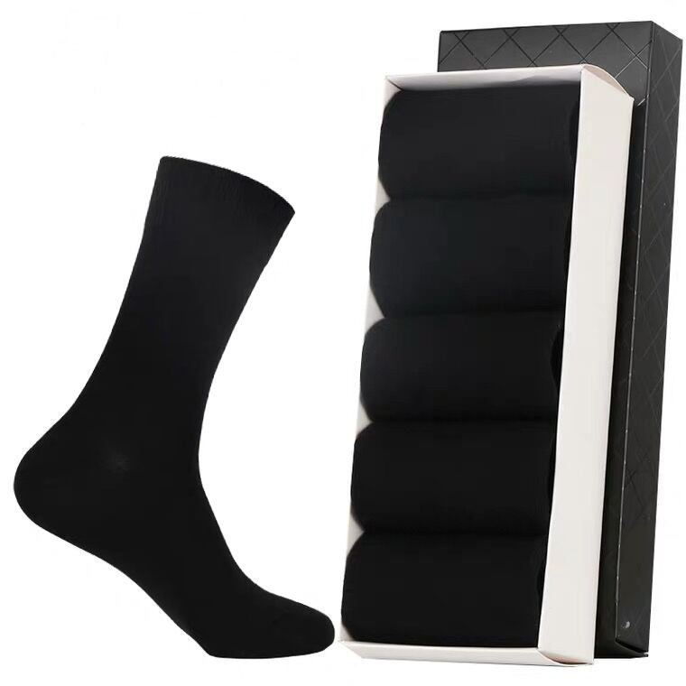 Calcetines de algodón de bambú blanco y negro puro para hombre, medias largas de compresión de tubo, para negocios, venta al por mayor