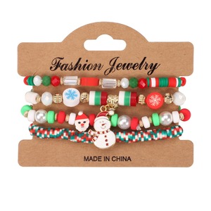 Bracelet de Noël en promotion : Bonhomme de neige, sapin, Père Noël, bois de renne faits main – Cadeau pour enfant, pendentif, décorations de Noël - Product Image 6