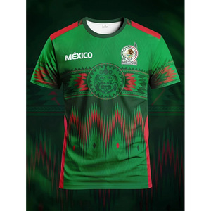 Mexico Football Jersey 2026 Men's Short Sleeve Crew Neck Sublimated <b>Polyester</b> Breathable Sports Training <b>Shirt</b> - Product Image 1