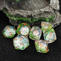Dés en résine à bords vifs avec œil mobile, lot de 7 dés polyédriques pour D&D RPG, vente en gros