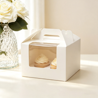 Lot de 4 boîtes à cupcakes rigides de style fenêtre, avec doublure en éponge, en papier kraft recyclé, emballage jetable pour desserts à emporter, personnalisable