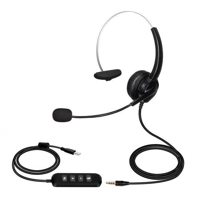 Talkvioce Wholesale Office USB 3.5mm Jack Office Wire Headphones Call Centre USB ENC Headset with Noise Reduction Microphone
