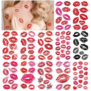 Adesivi per Tatuaggi Temporanei a Forma di Labbra, Tatuaggi a Cuore per Viso e Corpo per San Valentino e Feste di Addio al Nubilato, Impermeabili, Vendita all'Ingrosso OEM - Product Image 1