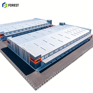 อาคารเหล็กสำเร็จรูปขนาดใหญ่ แผงแซนวิชคุณภาพสูง แข็งแรง ทนทาน เคลือบสังกะสี ฉนวนใยหิน อายุการใช้งานยาวนาน โครงสร้างแข็งแรง - Product Image 1