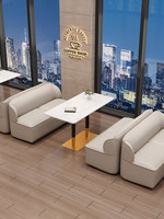 Ensemble de table et chaises de style européen pour café, canapé de style banquette en PU, design vert pour restaurants occidentaux, restaurants de barbecue, bars