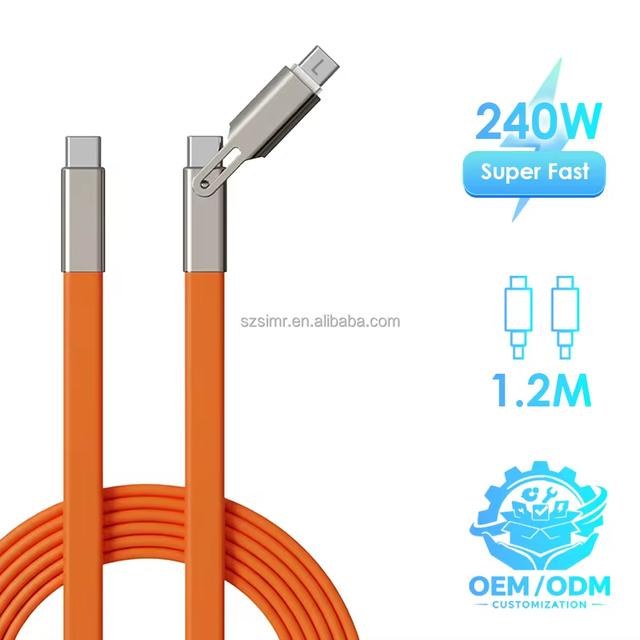 240W 2-in-1 Silicone Cable Type C-C/L 1.2M Liquid Soft Silicone 3A Fast Charging Data Sync Cable Data Transmission for iphone