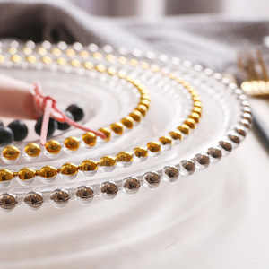 Assiettes de présentation transparentes élégantes en perles dorées, en vrac, pour les fêtes, les restaurants, les dîners, avec bordure dorée - Product Image 3