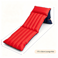 Matelas de plage gonflable portable avec dossier 175x56cm, tapis de camping pliable en PVC pour utilisation en extérieur, sur la plage, la pelouse ou le bateau