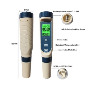 جهاز اختبار جودة المياه متعدد المعايير 5 في 1 لقياس درجة الحموضة والموصلية الكهربائية والمواد الصلبة الذائبة والملح ودرجة الحرارة، قلم اختبار متعدد الوظائف OEM - Product Image 1