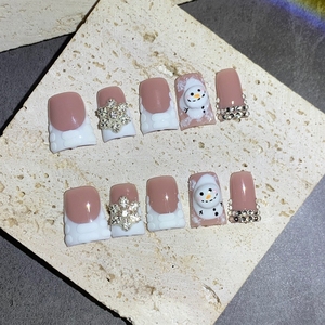 <span class=keywords><strong>Uñas</strong></span> Postizas Acrílicas <span class=keywords><strong>de</strong></span> Alta Calidad Hechas a Mano con Diseño <span class=keywords><strong>de</strong></span> Pato Navideño y Muñeco <span class=keywords><strong>de</strong></span> Nieve, Venta al Por Mayor - Product Image 3