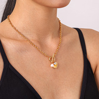 Collier KITI avec pendentif perle douce, plaqué or 18 carats PVD, en acier inoxydable, bijoux inaltérables pour cadeaux de Saint-Valentin