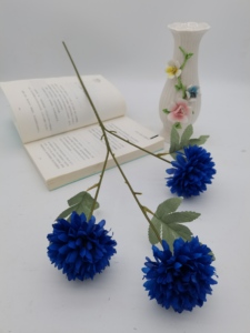 Prix de gros 3 têtes tige unique chrysanthème <span class=keywords><strong>pompon</strong></span> bouton poms maman <span class=keywords><strong>fleur</strong></span> de soie artificielle pour cimetière funéraire tombe - Product Image 2