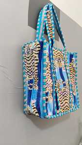 Sac fourre-tout bohème en velours avec motif léopard bleu, sac de plage d'été, style féminin - Product Image 3