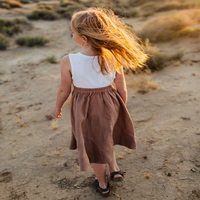 Jupe en lin pour enfants, vêtements pour petites filles, jupe 2019 à boutons, Style Vintage, retour à l'école, 100%