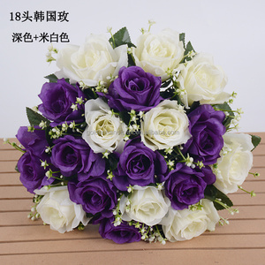Ramo de <span class=keywords><strong>rosas</strong></span> al por mayor de fábrica, 18 cabezas, amarillo, rosa, blanco, flores artificiales, ramo de <span class=keywords><strong>rosas</strong></span>, ramo de <span class=keywords><strong>rosas</strong></span> - Product Image 5