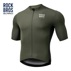 洛克罗斯天空之路系列男士短袖骑行运动衫，带3个后口袋骑行服装山地自行车运动衫