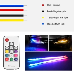 2 Piezas de Luces LED RGB para Automóvil, Luces de Circulación Diurna, Impermeables, Coloridas, con Luz Amarilla Fluida, Luz Decorativa para Faros Delanteros, Luz de Señal de Giro, 12 V - Product Image 3