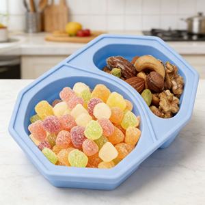 ภาชนะใส่ขนมซิลิโคนแบบใช้ซ้ำได้พร้อมฝาปิด ปลอดสาร BPA 2 ช่อง กล่องเก็บอาหารป้องกันการรั่วซึมสำหรับซอสสลัด - Product Image 4