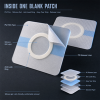 Patch en gel de silicone pour points d'acupuncture, film PU imperméable, patch vierge auto-adhésif pour usage ombilical