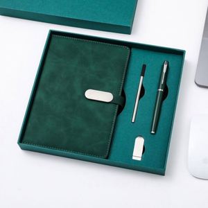 Juego de Regalo de Cuaderno A5 de Lujo, Agenda Personalizada de Cuero PU, Incluye Bolígrafo Metálico y Caja USB para Organización - Product Image 3