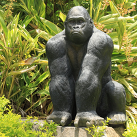Statue d'animal réaliste grandeur nature en fibre de verre et résine, sculpture de gorille d'extérieur pour jardin, prix d'usine