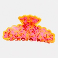 Pinces à cheveux tendance en acrylique à bords ondulés, motif écaille de tortue multicolore, grandes pinces à mâchoires à dents entrecroisées pour femmes