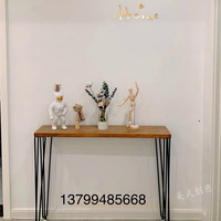 Table Console contemporaine américaine en bois massif moderne Simple bande en fer forgé longue entrée étroite mur latéral maison chambre