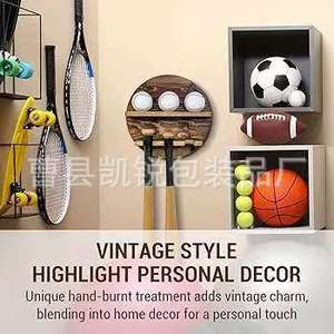 Wooden <b>Wall</b> <b>Mounted</b> Round Baseball Bat Storage Rack 2 Tier Multifunctional <b>Shelf</b> For Sports Equipment And Decor - Product Image 4