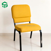 Chaise de banquet moderne rembourrée avec poignée, chaise de salle à manger empilable à structure métallique pour événements, mariages et conférences