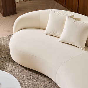 Sofá de <span class=keywords><strong>3</strong></span> <span class=keywords><strong>Plazas</strong></span> Curvo Blanco de Estilo Minimalista VOXHOME para Sala de Estar, Dormitorio, Muebles para el Hogar, Sofá de Terciopelo, Conjunto de Sofá Seccional - Product Image 5