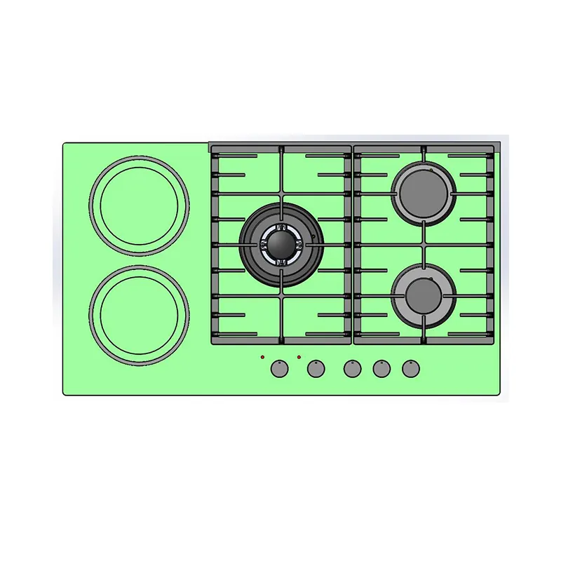 Home Kitchen Multifunction Combined Stove Ceramic Glass Built-in Mixed Gas & Electric Hob With 2 Ceramic Foyers 3 Gas Burner