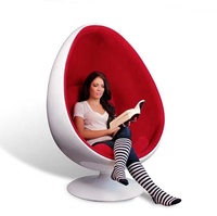 Fauteuil d'appoint en fibre de verre à dossier haut, style nordique, confortable, en forme d'œuf, avec housse, pour salon