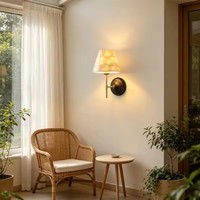 Lampu dinding kerang alami bergaya abad pertengahan untuk kamar tidur, lampu dinding latar belakang TV bergaya Bauhaus Prancis, lampu dekoratif sofa ruang tamu