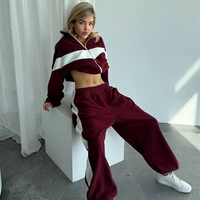 Ensemble deux pièces streetwear décontracté pour femme : veste zippée à manches longues et pantalon de jogging