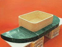 Personnalisé fabriqué à partir de bloc sculpté à la main salle de bain épais solide Beige travertin pierre éviers lavabo pour l'image de marque chaîne hôtel