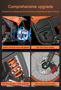 มอเตอร์ไซค์วิบาก EU FAROS 3000W 48V มอเตอร์ไร้แปรงถ่าน พร้อมระบบกันสะเทือนไฮดรอลิก กันน้ำระดับ IPX6 แบตเตอรี่ 20.8Ah ความเร็วสูงสุด 60 กม./ชม. - Product Image 2