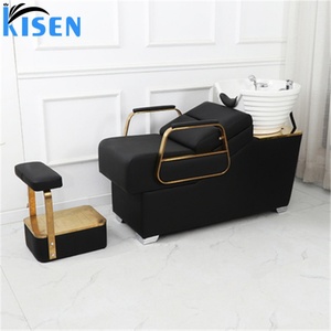 Kisen Hot Selling Color Custom Hair Salon Comfortable Lying Massage Furniture Washing Bed Shampoo <b>Chair</b> With Bowl - Product Image 4