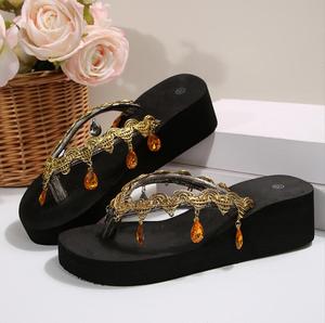 Nuevo Estilo de Sandalias para Mujer, <span class=keywords><strong>Chanclas</strong></span> de Verano <span class=keywords><strong>con</strong></span> Diamantes, Tacón de Cuña y Suela Gruesa para la <span class=keywords><strong>Playa</strong></span> - Product Image 3