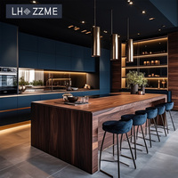 Îlots de cuisine contemporains durables avec tiroirs, ensemble d'armoires de cuisine en MDF à lignes droites, prêt à assembler, design en 72 heures