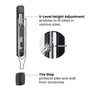 Support mural <span class=keywords><strong>vertical</strong></span> réglable pour vélo de montagne, solution de rangement pour vélo électrique, support de vélo pour <span class=keywords><strong>garage</strong></span> et intérieur - Product Image 5