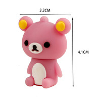Clé USB en silicone en forme d'ours de dessin animé mignon, 2 Go, 4 Go, 8 Go, clé USB en PVC avec porte-clés gratuit, cadeau créatif pour enfants