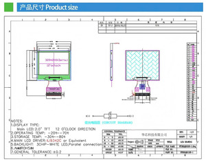 Pantalla TFT IPS de 2.0 Pulgadas, Resolución 320(RGB)*240, Interfaz RGB de 6 Bits, IC ILI9342C, Brillo de 280nits, 3 LED, Alimentación Digital - Product Image 5