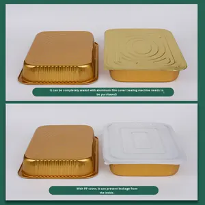 ภาชนะใส่อาหารชามอลูมิเนียมฟอยล์ทรงสี่เหลี่ยมผืนผ้าขนาด4670มล. แบบใช้แล้วทิ้งภาชนะบรรจุอาหารกล่องกลับบ้านสีทอง - Product Image 3