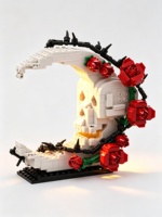 Ensembles de blocs de construction en briques, motifs Crâne, Croissant, Fleur, DIY, personnalisables, objets de collection, modèles décoratifs, cadeaux, jouets originaux pour enfants