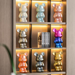 تمثال دب عنيف سيراميك راقي فاخر ، تصميم حيوان يدوي الصنع ، تصميم حيوانات من المشاهير على الإنترنت ، ماركة XH من المينا - Product Image 2