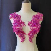 Patch Bahu Gaun Mutiara Kristal Terbaru Warna Fuchsia