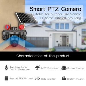 กล้อง 4G พลังงานแสงอาทิตย์ PTZ พร้อมเลนส์ 3 ตัว และหมุนได้ 355 องศา °   กล้องวงจรปิดกลางคืนแบบมีเสียง 2 ทาง กันน้ำ สำหรับบ้านและภายนอกอาคาร - Product Image 5