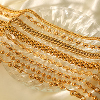 Collier en Acier Inoxydable Plaqué Or 18K Fait Main, Chaîne Cubaine Torsadée Figaro Serpent et Maille Box, Collier Chaîne Cubaine