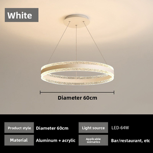 Lustre en acrylique minimaliste pour salon, design circulaire, luminaire suspendu à anneau LED doré - Product Image 2